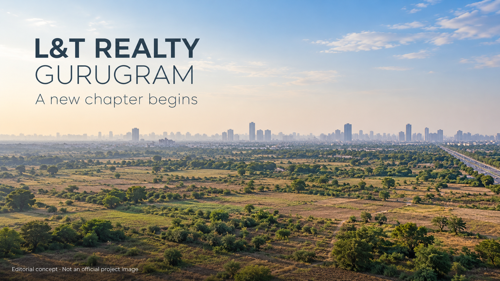 L&T Realty Gurugram editorial concept showing an open-land horizon; not an official project image or site photograph